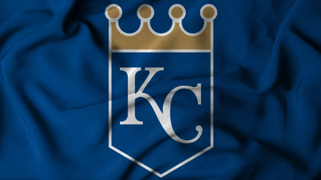 pringsewu Lampung February 1 2025 The fabric texture features a flag with the logo of the MLB Kansas City Royals baseball team 3d illustration