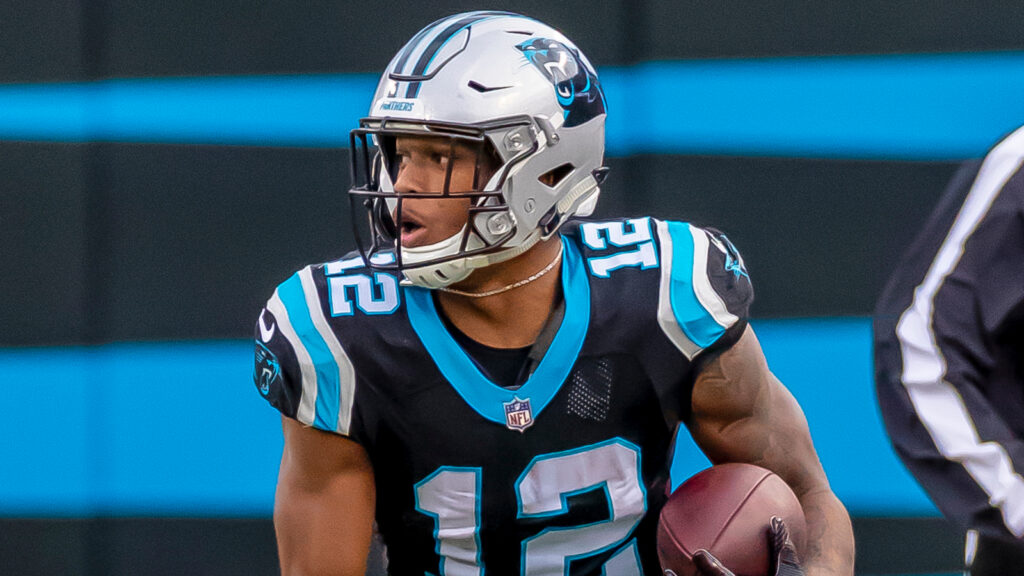DJ MOORE (12) plays against the visiting Seattle Seahawks at Bank Of America Stadium