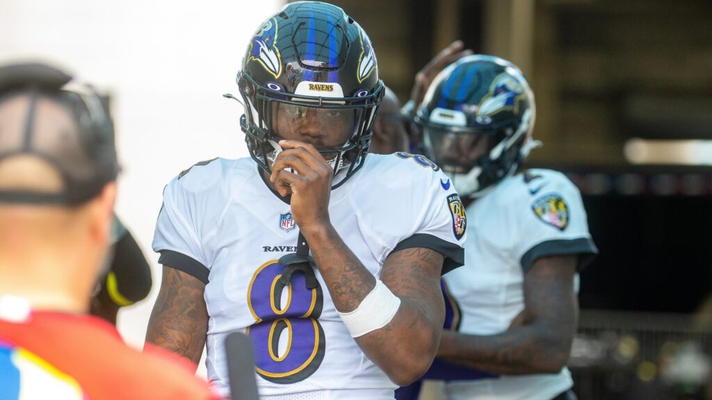 Lamar Jackson before the game