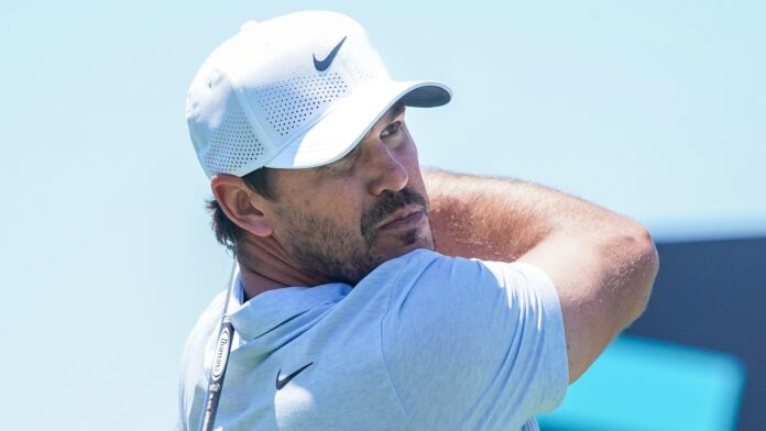 Brooks Koepka tees off the 3rd hole during the second round of LIV Golf Miami