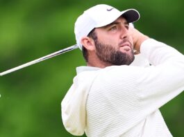 Scottie Scheffler of United States in action during a practice round prior to the PGA Championship