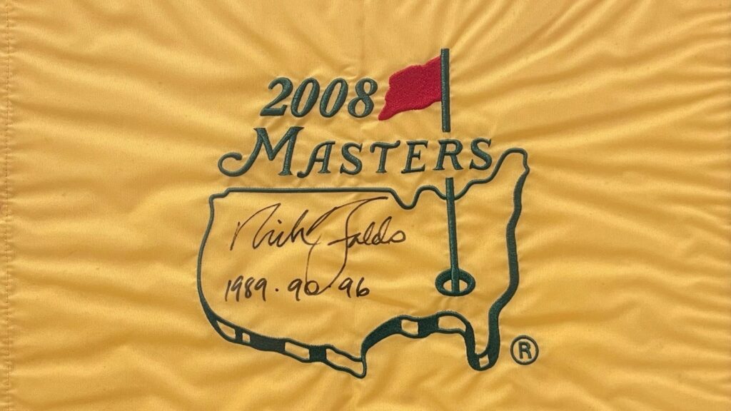 The 2008 Masters Tournament yellow pin flag