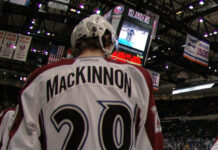 The surprising reason Nathan MacKinnon was able to beat the odds for the Rocket Richard Trophy Fish-eye view of Colorado Avalanche during warm-ups