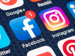 Social media application icons on a mobile device