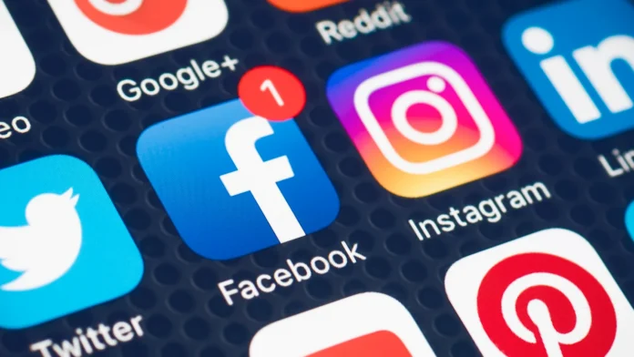 Social media application icons on a mobile device