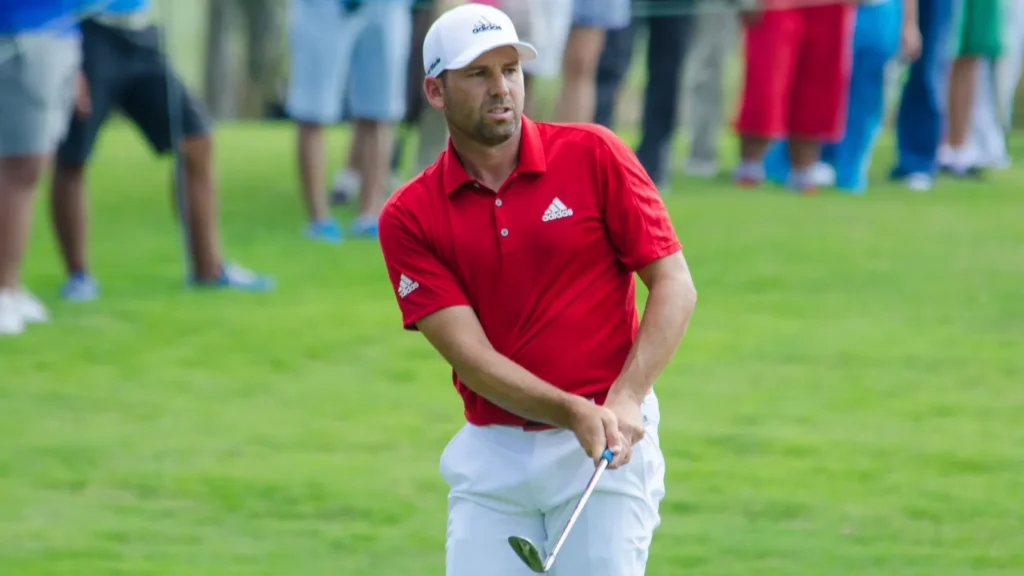 Sergio Garcia hitting a shot at Thailand Golf Championship 2015.