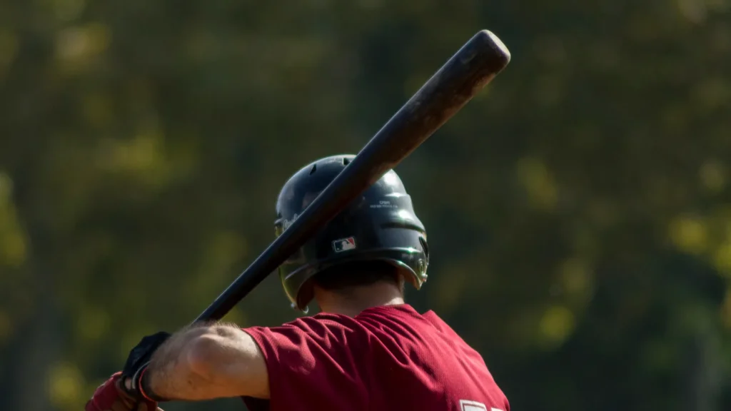 ZAGREB CROATIA  OCTOBER 11 2014 Baseball match Baseball Club Zagreb in white jersey and Baseball Club Medvednica in red jersey Unidentified baseball batter