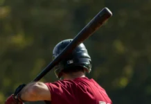 Back view of a baseball player