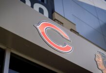 Chicago Bears move closer to Hammond stadium Chicago Bears NFL Football logo.