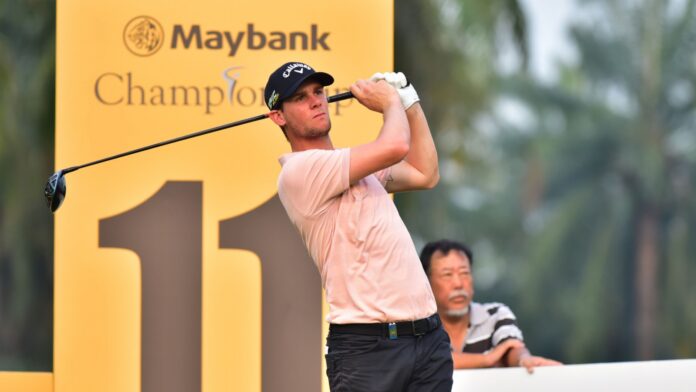 Shutterstock_1353276683 Thomas Pieters of Belgium shot his tee on the 11th hole during Round 1 of the Maybank Championship 2019, at Saujana Golf & Country Club.