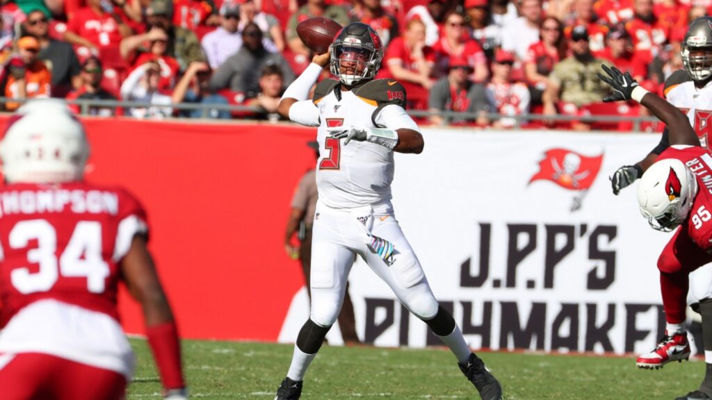 Jameis Winston in action during an NFL game.