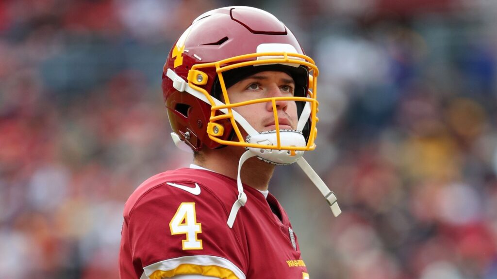 Washington Football Team quarterback Taylor Heinicke during an NFL game.