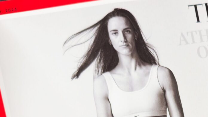 Cover page of Time Magazine featuring Caitlin Clark as Athlete of the Year