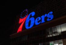 The exterior of the practice facility for the NBA Philadelphia 76ers
