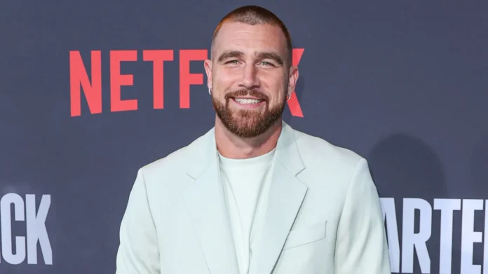 Travis Kelce arrives at the Los Angeles Premiere Of Netflix's Quarterback Season 1