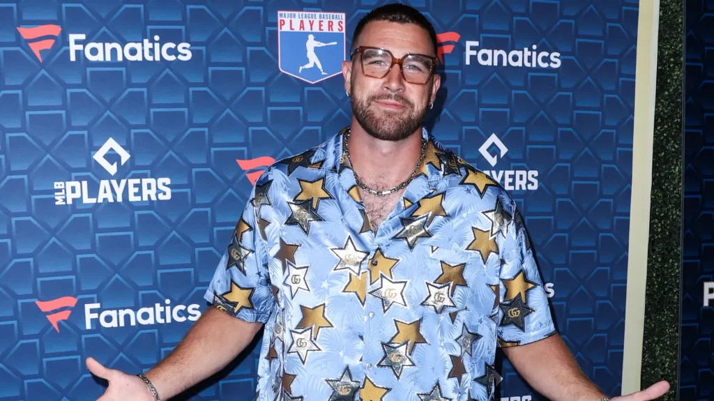 American football tight end Travis Kelce arrives at The Players Party 2022