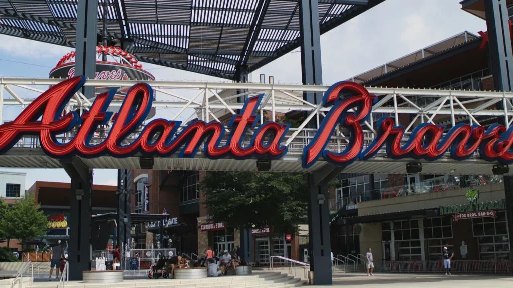 entrance to Truist Stadium in Atlanta Georgia, The stadium is a ballpark and the home field of Major League Baseball team, Atlanta Braves