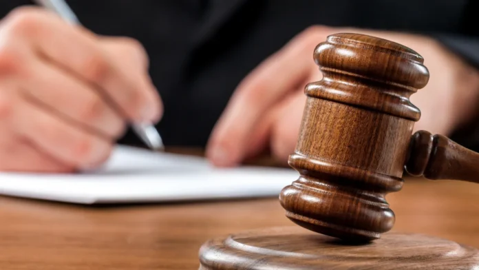 Judge and lawyer in courtroom