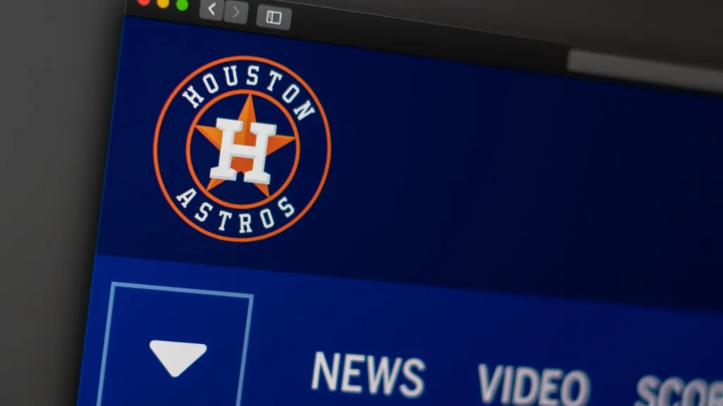 Baseball team Houston Astros website homepage Close up