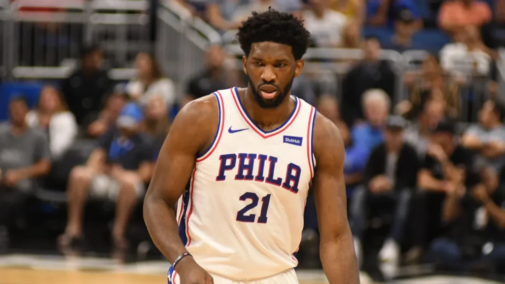 Joel Embiid of Philadelphia 76ers during a basketball match.