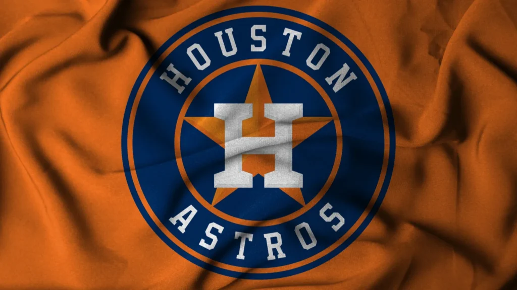 pringsewu Lampung February 1 2025 The fabric texture features a flag with the logo of the MLB Houston Astros baseball team 3d illustration