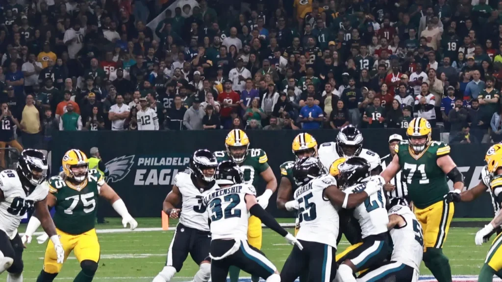 Philadelphia Eagles players during an NFL game.