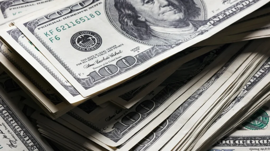 Stack of hundred dollar notes
