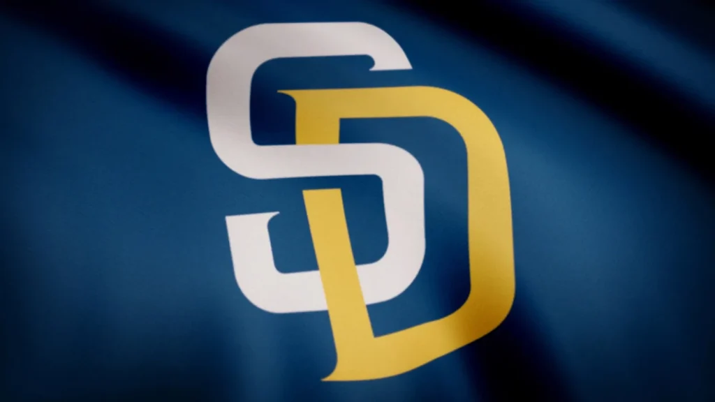 Waving flag with San Diego Padres professional team logo