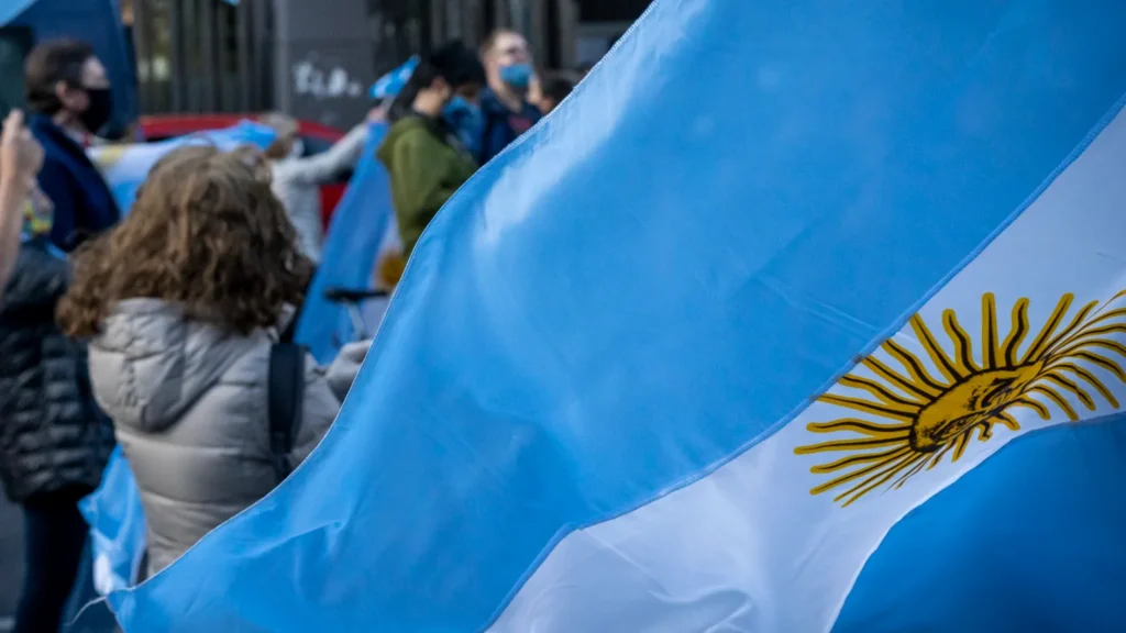 Argentina's flag being waved