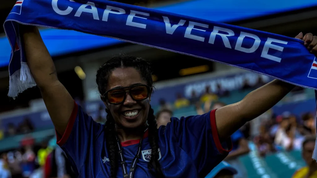 A Cape Verde fan celebrating