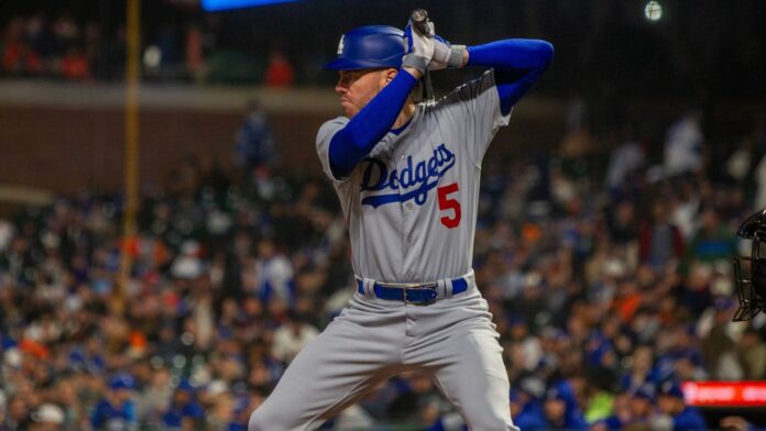 Freddie Freeman in action during a baseball game.