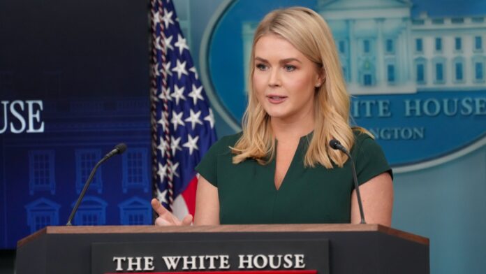 White House Press Secretary Karoline Leavitt at the press conference.