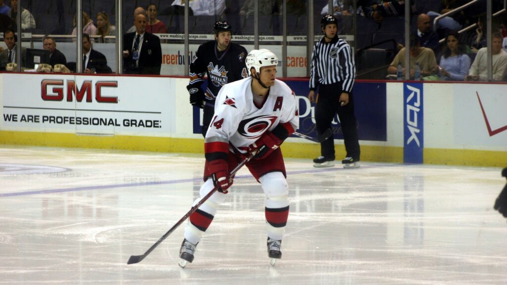 A Carolina Hurricanes player during the game.