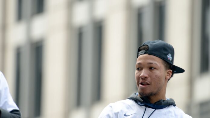 Jalen Brunson at Celebration Parade for Villanova Men's Basketball Team in 2016.