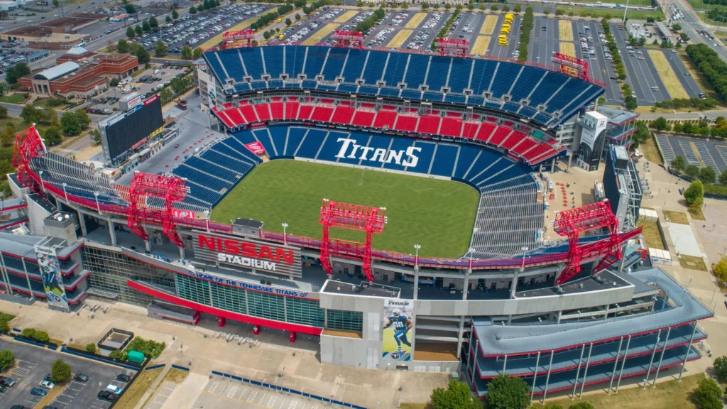 aerial drone image of the nissan stadium nashville tennessee usa