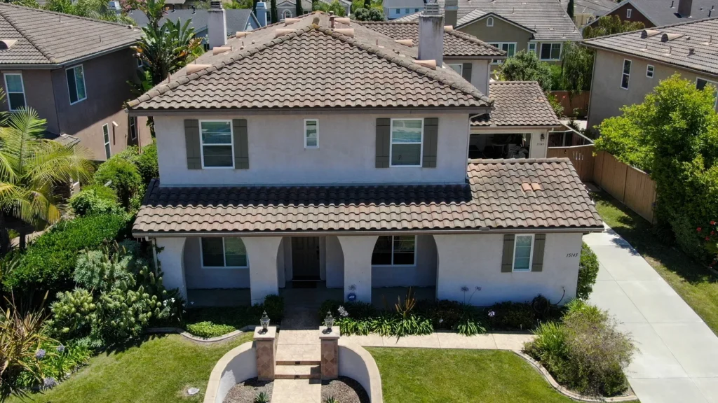 Aerial view of big villa