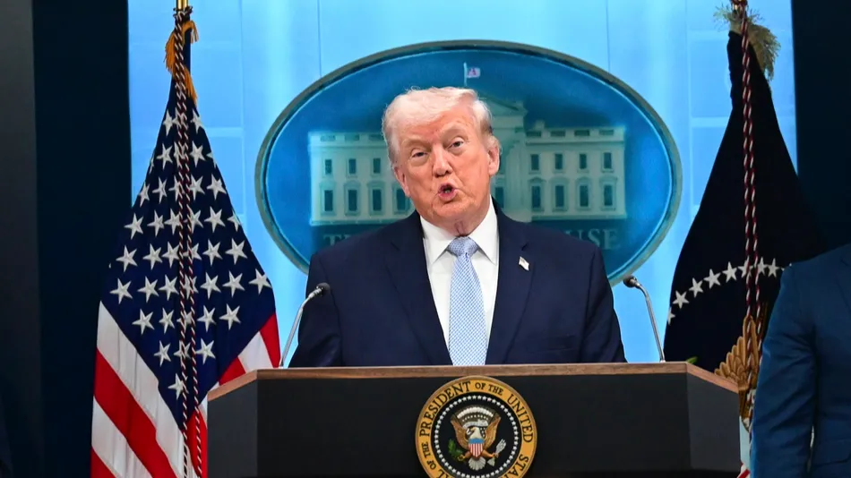Donald Trump at a press conference