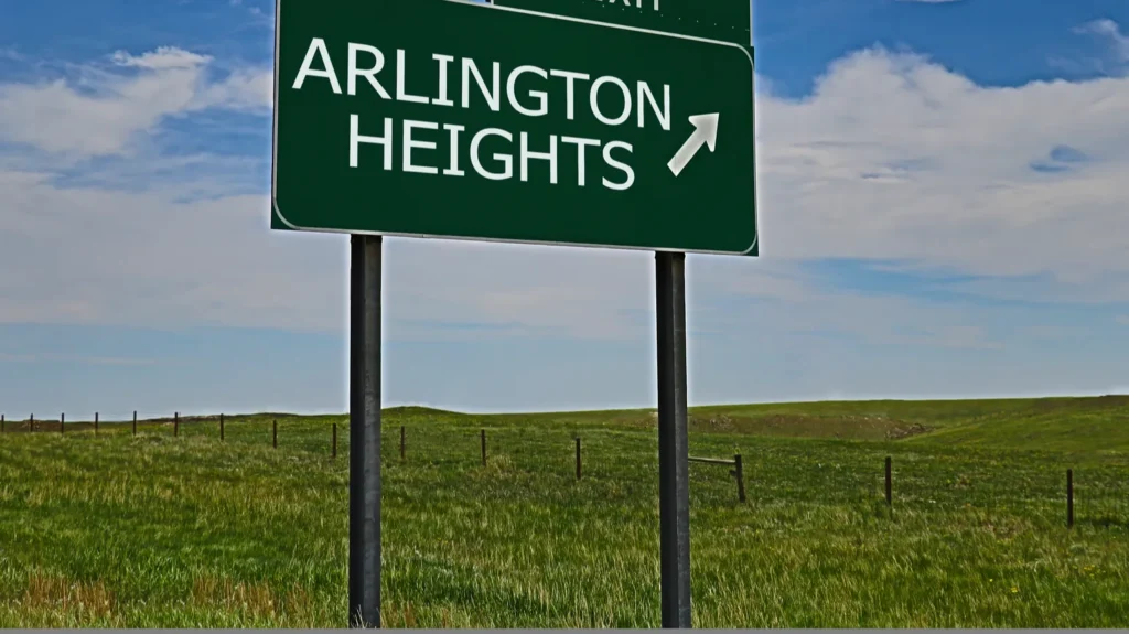arlington heights green board on the sky background