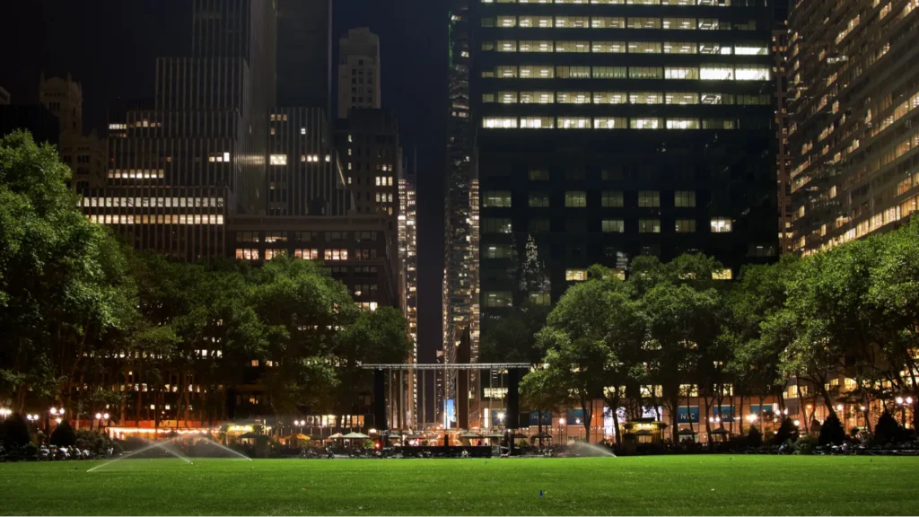 bryant park new york city skyline night