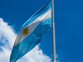 Argentina flag waving in the air