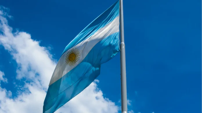 Argentina flag waving in the air