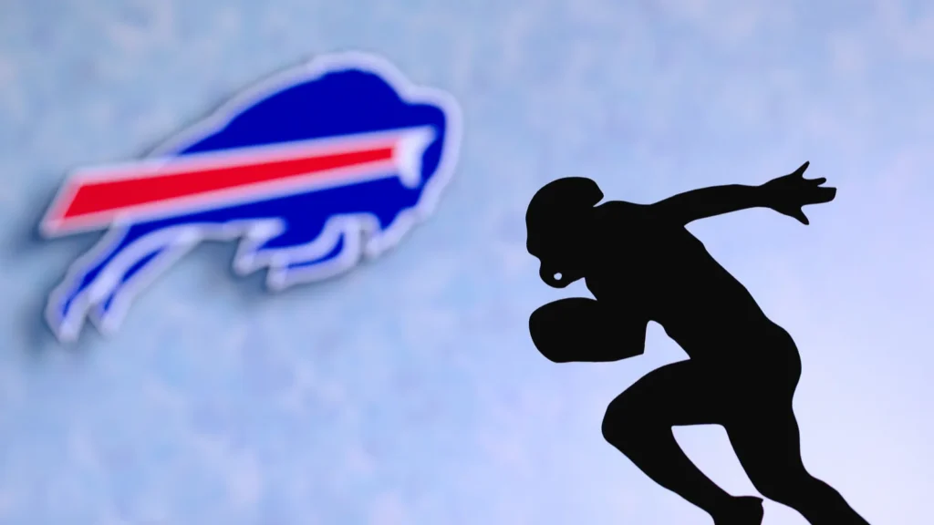 Silhouette of a professional American football player and logo of the Buffalo Bills