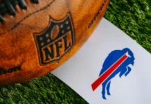 Buffalo Bills' logo and NFL official-size football