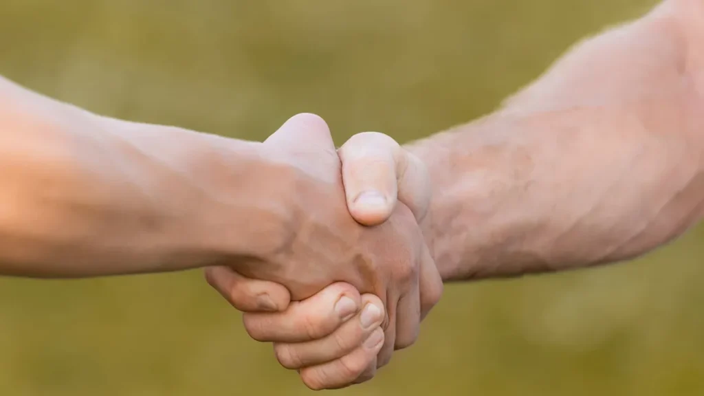 cropped view of father and son shaking hands panoramic shot