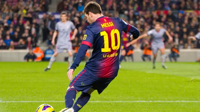 Lionel Messi in action during a soccer game