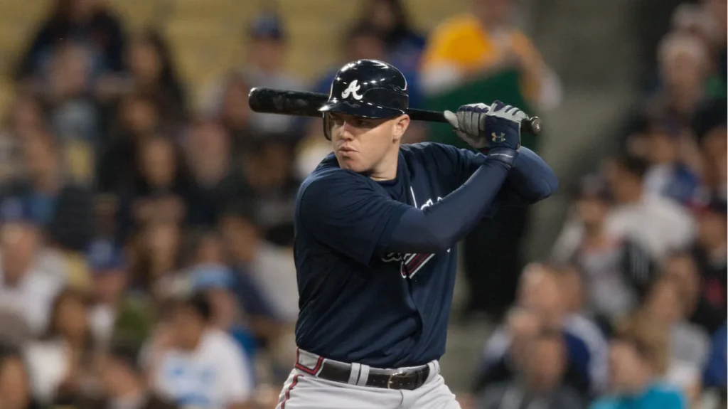 Freddie Freeman in action during the game