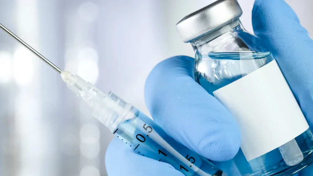 A close up of a vaccine