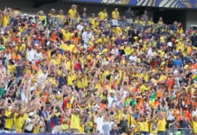 Fans during a soccer match