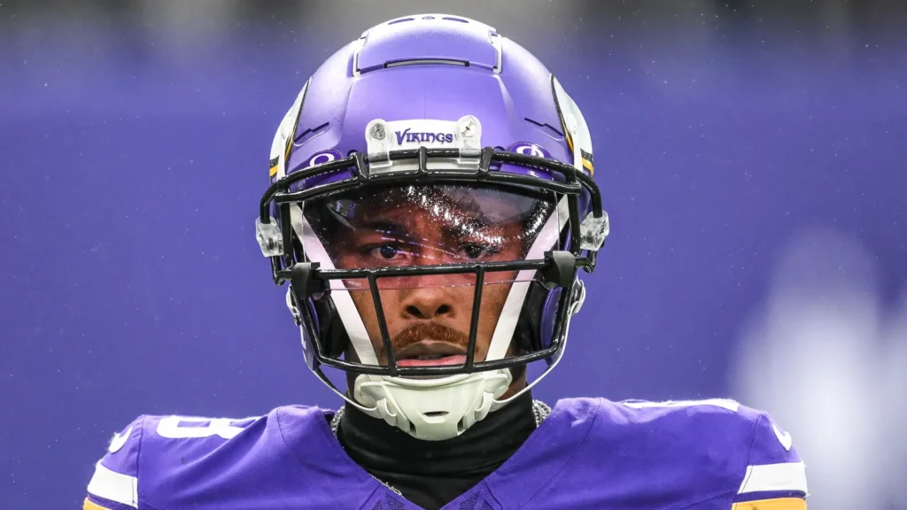 Justin Jefferson of the Minnesota Vikings looks on during the game.