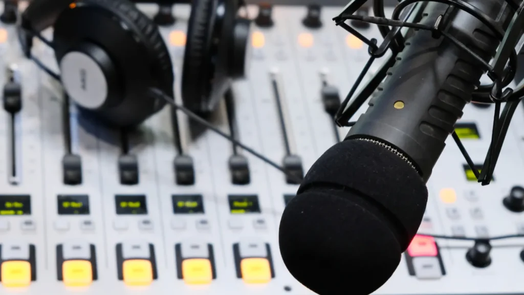 editorial material  almaty  kazakhstan  11202018  microphone